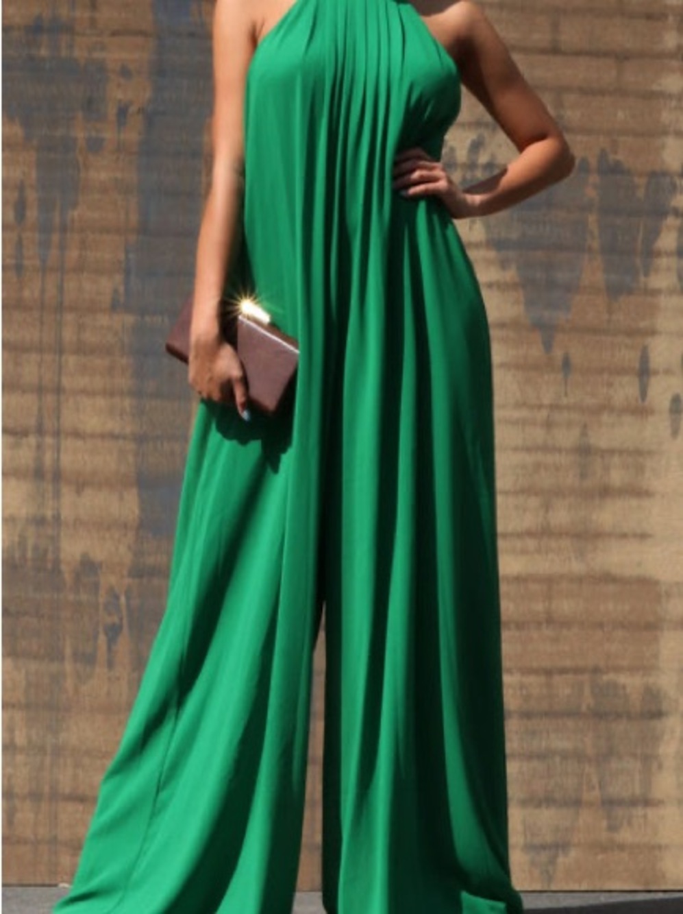 Green Halter Wide Leg Jumpsuit